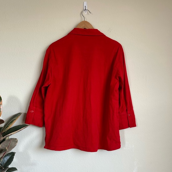 Tianello Red Tencel Button Down Jacket Shirt - Picture 11 of 14